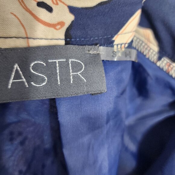 ASTR Skirt A-Line‎ Navy Floral Print Knee Length Women's Size S Blue Cream - Picture 8 of 12